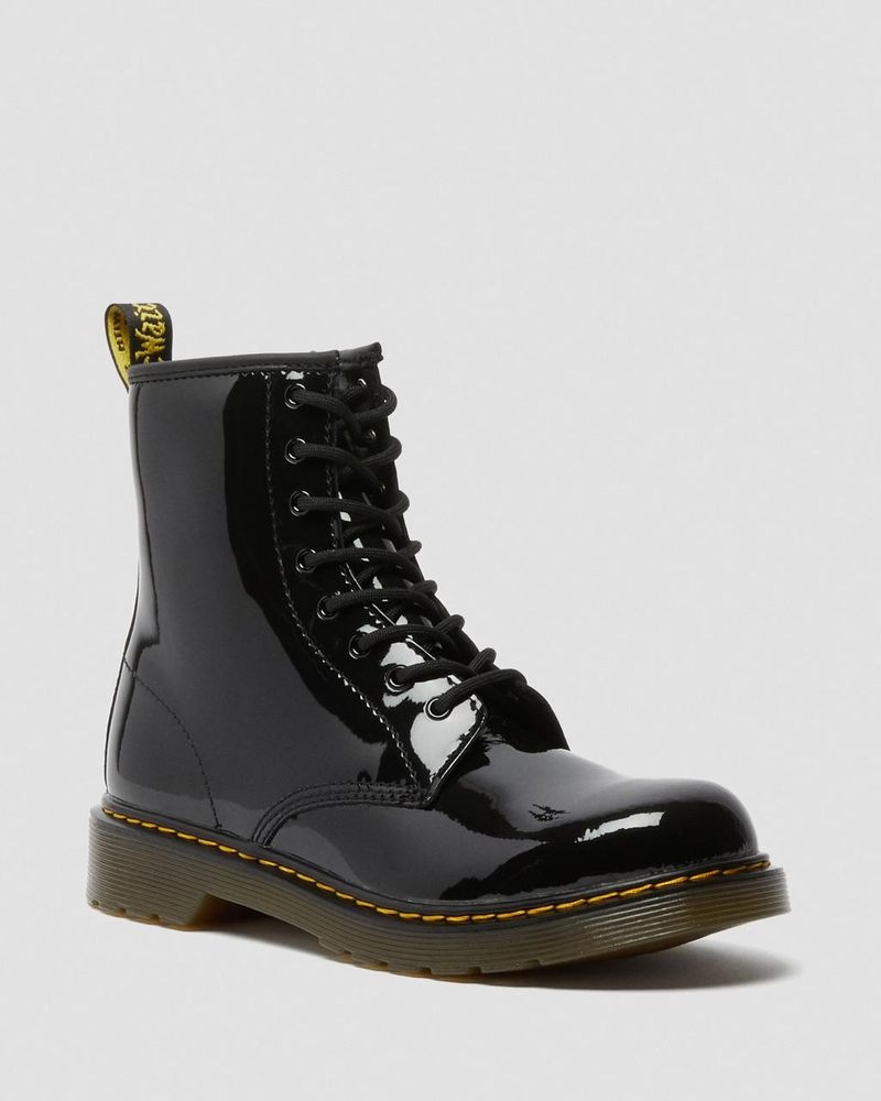 Black Dr Martens Youth 1460 Patent Leather Lace Up Boots (Patent Leather) Boots | MW53-I9IG