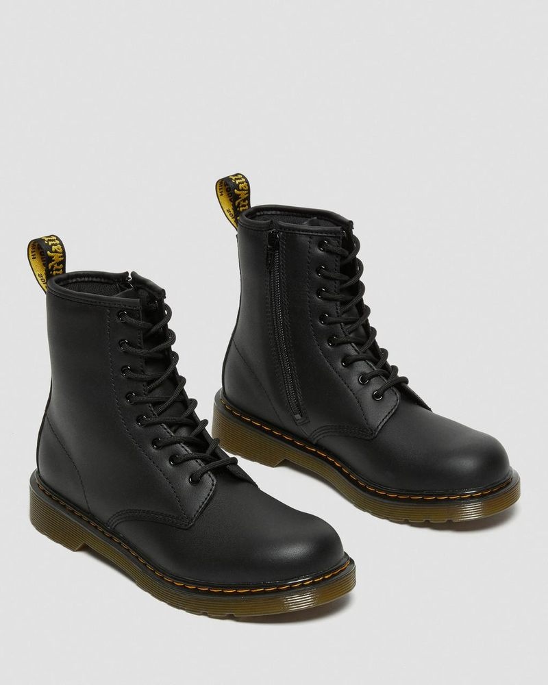 Black Dr Martens Youth 1460 Softy T Leather Lace Up Boots (Softy T) Boots | MN56-K5HJ