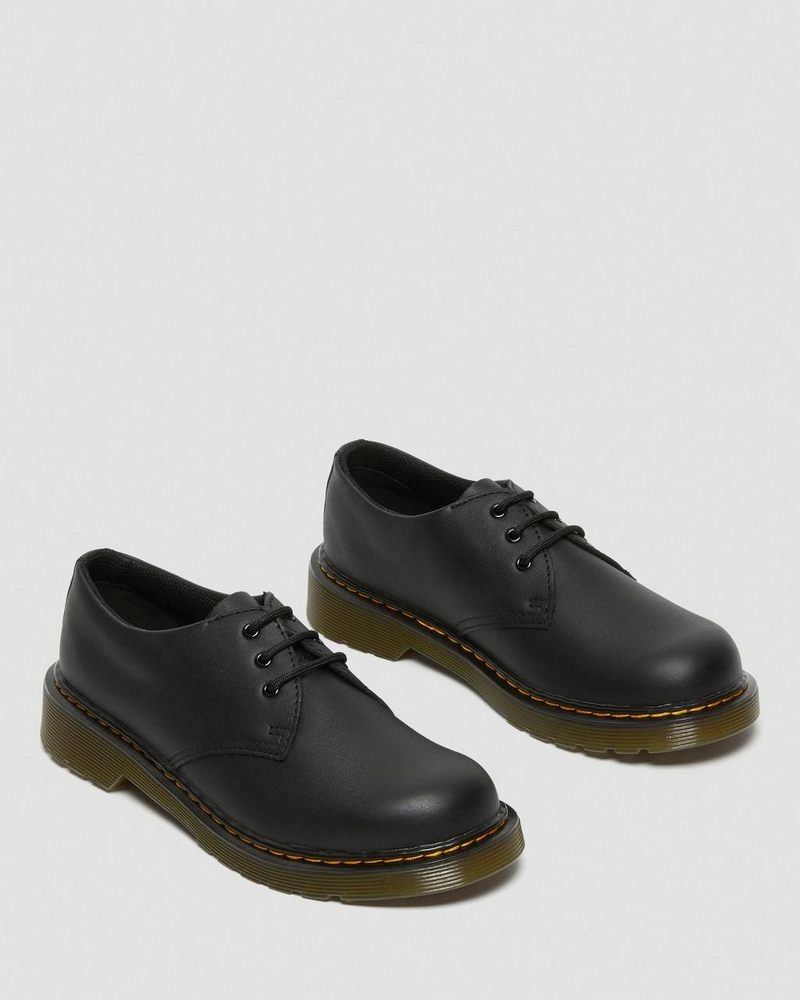 Black Dr Martens Youth 1461 Softy T Leather Shoes (Softy T) Shoes | FP73-C1HP