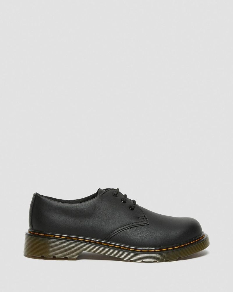 Black Dr Martens Youth 1461 Softy T Leather Shoes (Softy T) Shoes | FP73-C1HP