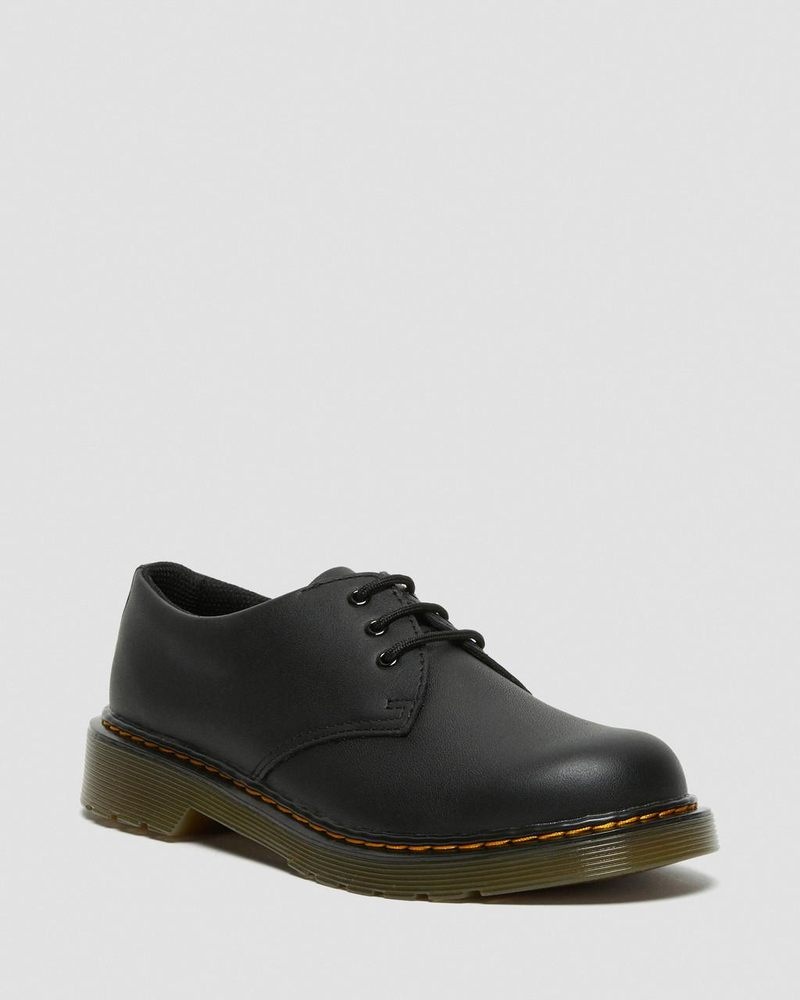 Black Dr Martens Youth 1461 Softy T Leather Shoes (Softy T) Shoes | FP73-C1HP