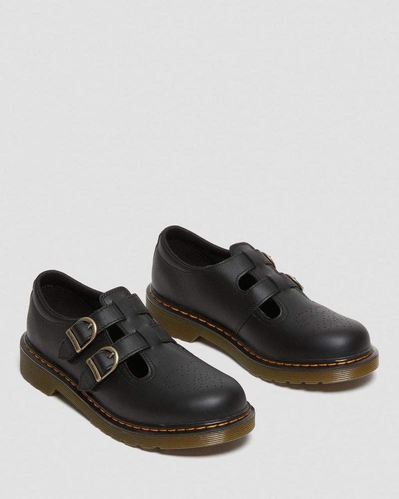 Black Dr Martens Youth 8065 Softy T Leather Mary Jane Shoes (Softy T) Shoes | ML97-Q8MX