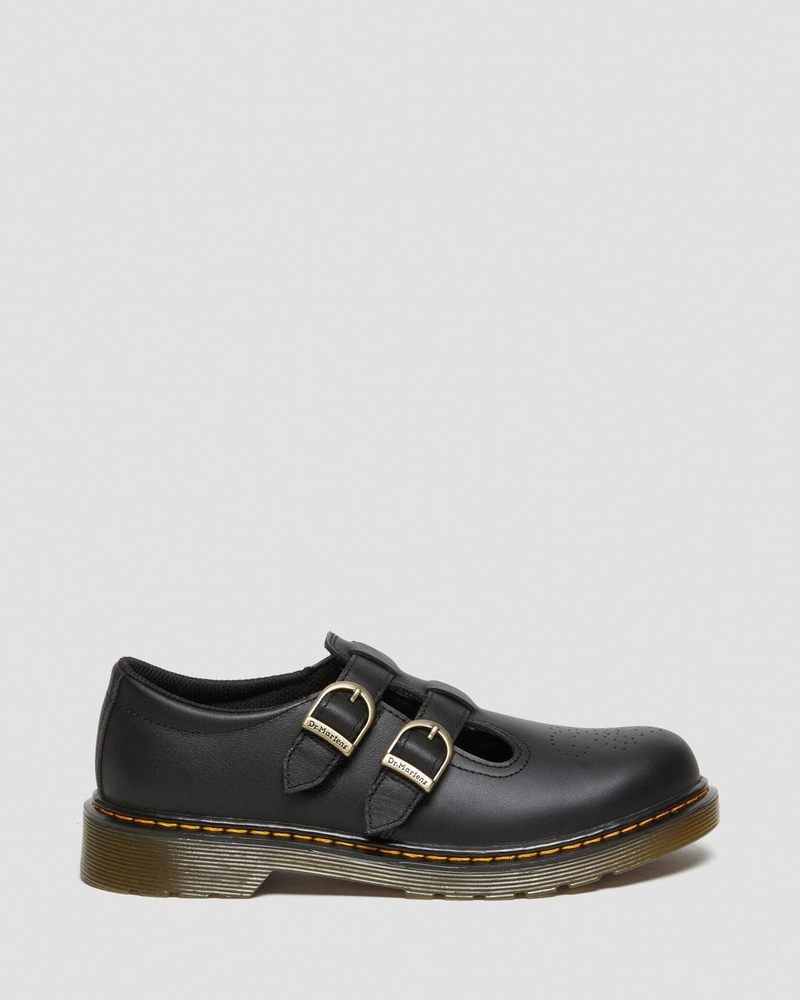 Black Dr Martens Youth 8065 Softy T Leather Mary Jane Shoes (Softy T) Shoes | ML97-Q8MX