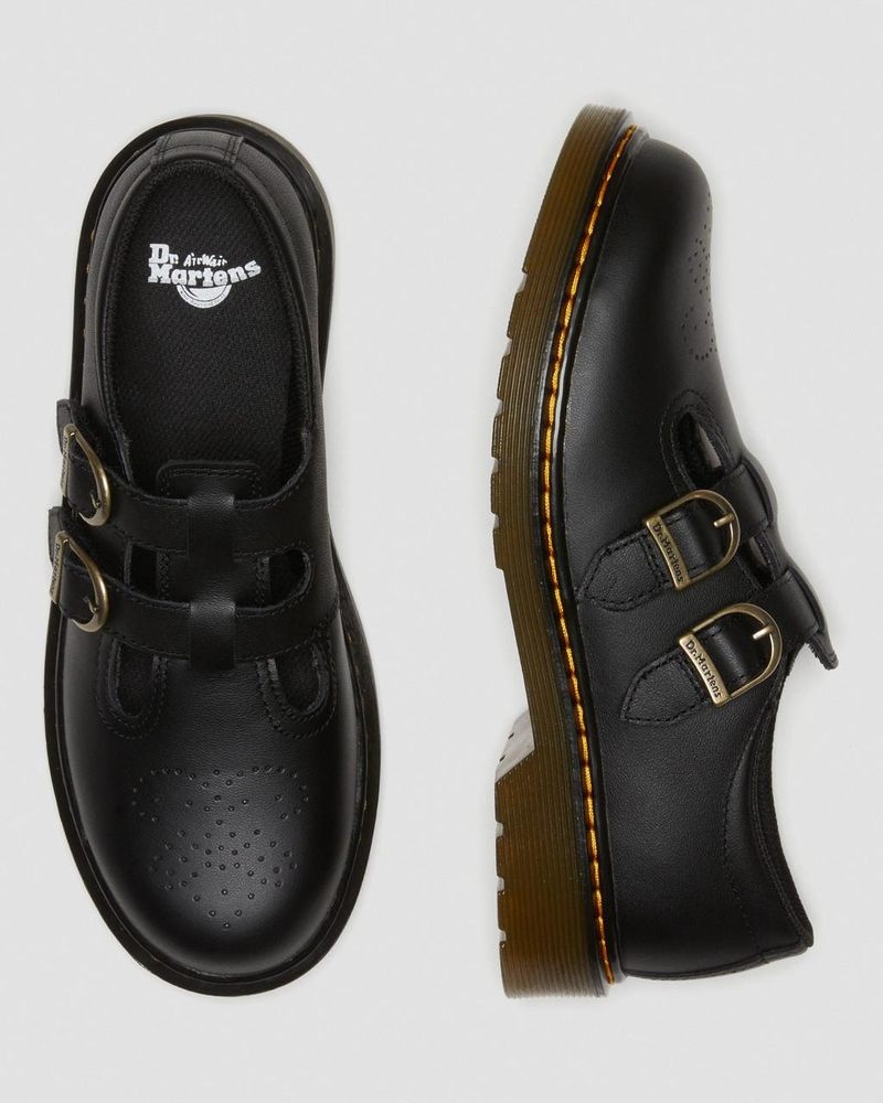 Black Dr Martens Youth 8065 Softy T Leather Mary Jane Shoes (Softy T) Shoes | ML97-Q8MX