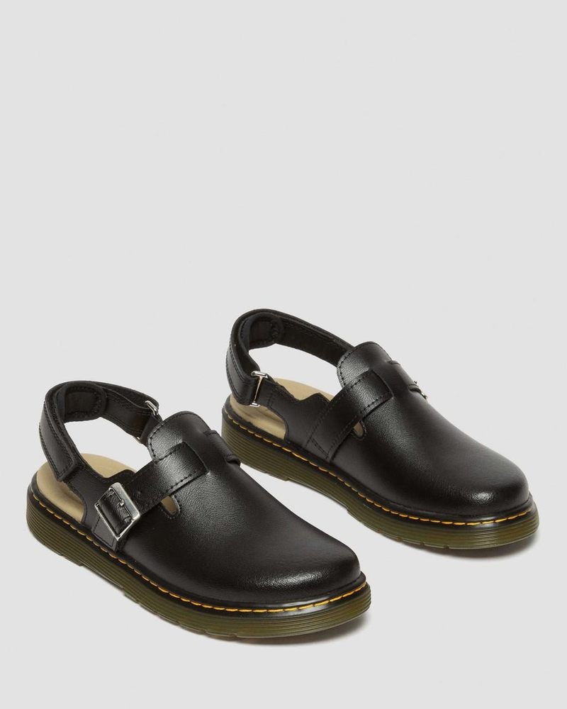 Black Dr Martens Youth Jorgie Leather Slingback Mules (T Lamper) Sandals | RP47-C2CT