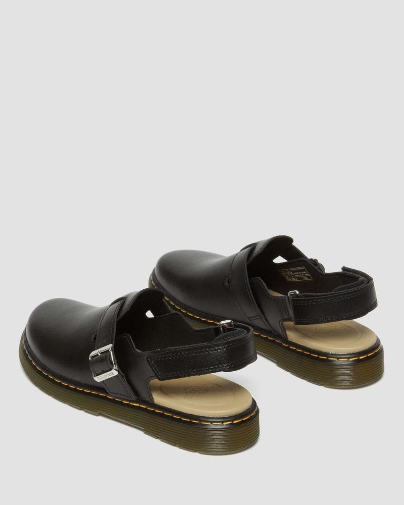 Black Dr Martens Youth Jorgie Leather Slingback Mules (T Lamper) Sandals | RP47-C2CT