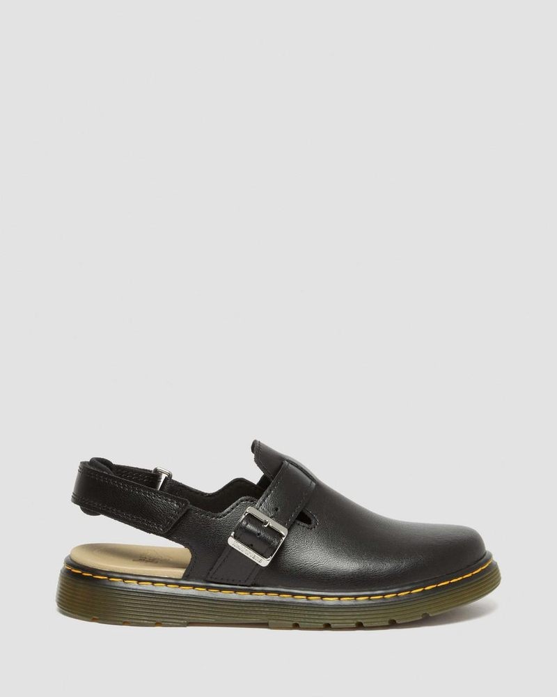 Black Dr Martens Youth Jorgie Leather Slingback Mules (T Lamper) Sandals | RP47-C2CT