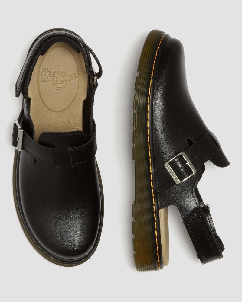 Black Dr Martens Youth Jorgie Leather Slingback Mules (T Lamper) Sandals | RP47-C2CT