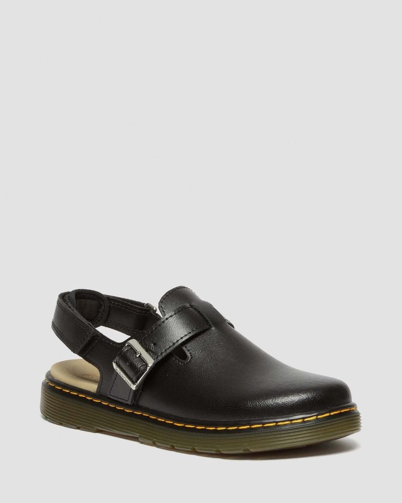 Black Dr Martens Youth Jorgie Leather Slingback Mules (T Lamper) Sandals | RP47-C2CT