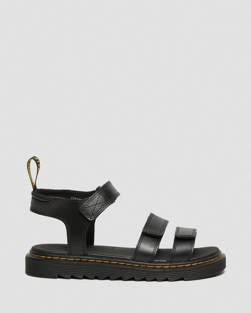 Black Dr Martens Youth Klaire Leather Strap Sandals (T Lamper) Sandals | SM32-A3PK