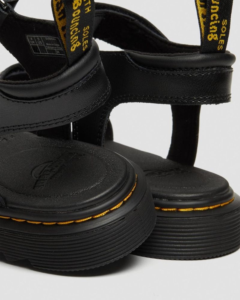 Black Dr Martens Youth Klaire Leather Strap Sandals (T Lamper) Sandals | SM32-A3PK