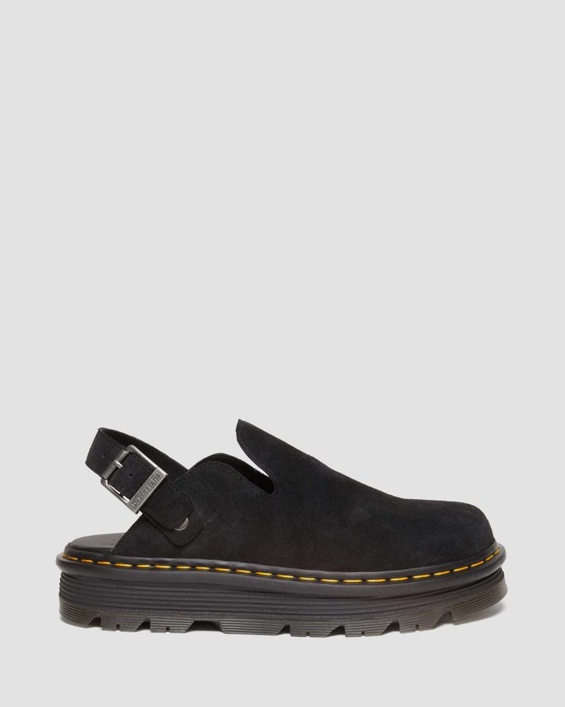 Black Dr Martens Zebzag Suede Casual Singback Platform Mules (E.H.Suede) Sandals | NR51-Y7UT