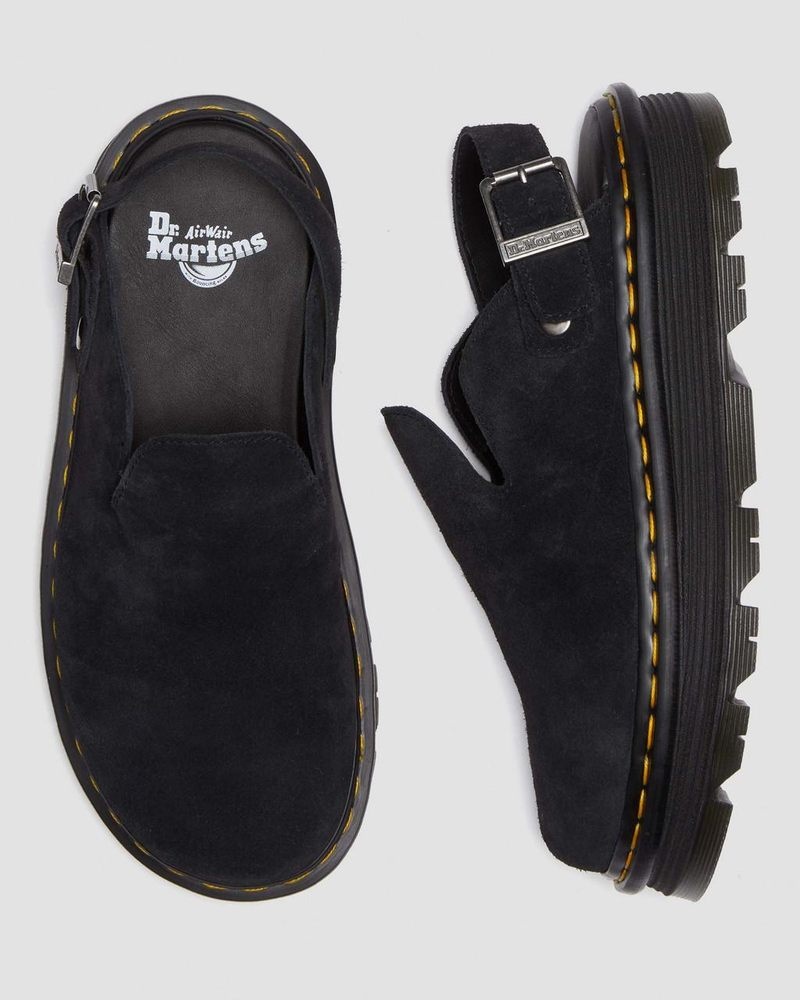 Black Dr Martens Zebzag Suede Casual Singback Platform Mules (E.H.Suede) Sandals | NR51-Y7UT