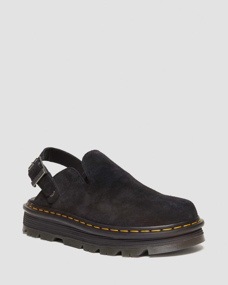 Black Dr Martens Zebzag Suede Casual Singback Platform Mules (E.H.Suede) Sandals | NR51-Y7UT