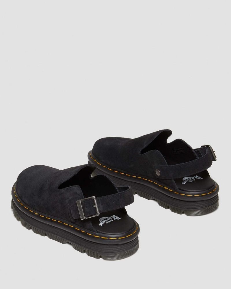 Black Dr Martens Zebzag Suede Casual Singback Platform Mules (E.H.Suede) Sandals | NW67-R1XO