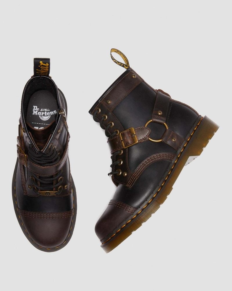 Black / Brown Dr Martens 1460 WB Mad Max Leather Lace Up Boots (Old Harness) Boots | LP58-V4LO