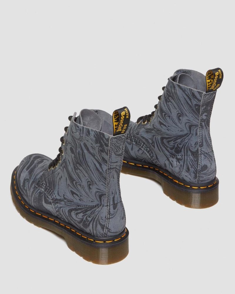 Black / Grey Dr Martens 1460 Pascal Marbled Suede Lace Up Boots (Marbled Suede) Boots | RB79-C1SH