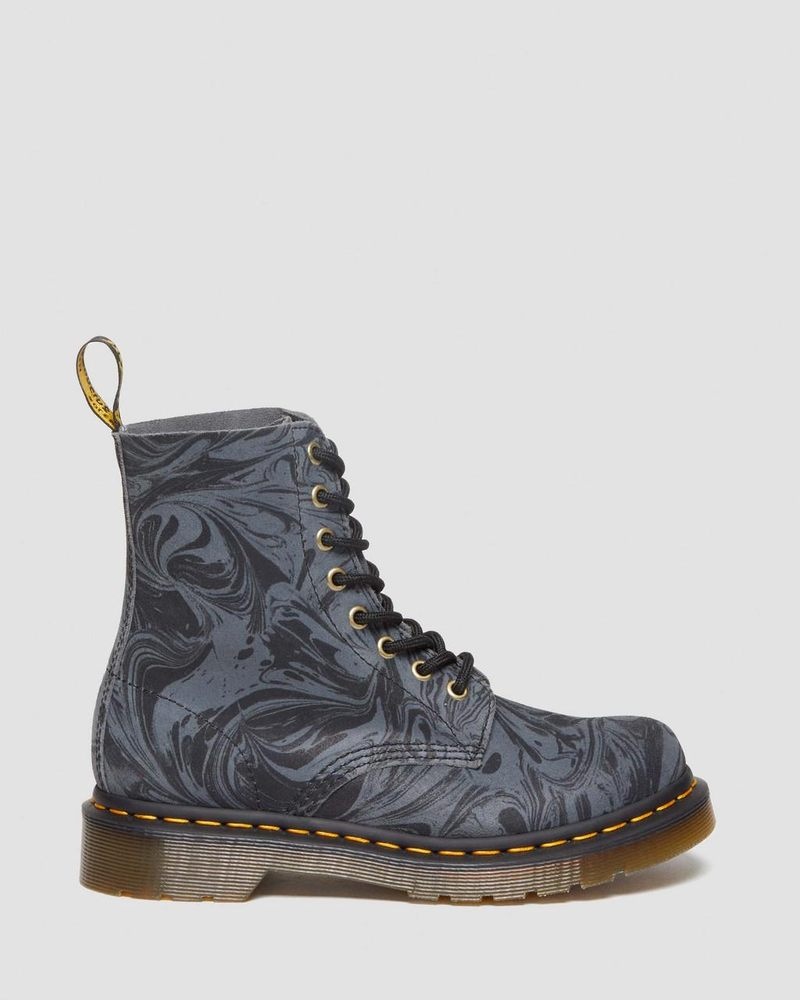 Black / Grey Dr Martens 1460 Pascal Marbled Suede Lace Up Boots (Marbled Suede) Boots | RB79-C1SH