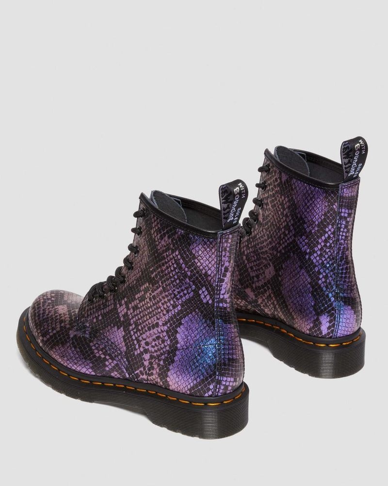 Black / Multi Dr Martens 1460 Snake Print Emboss Leather Lace Up Boots (Viper Croc Emboss) Boots | OO47-Y9JW