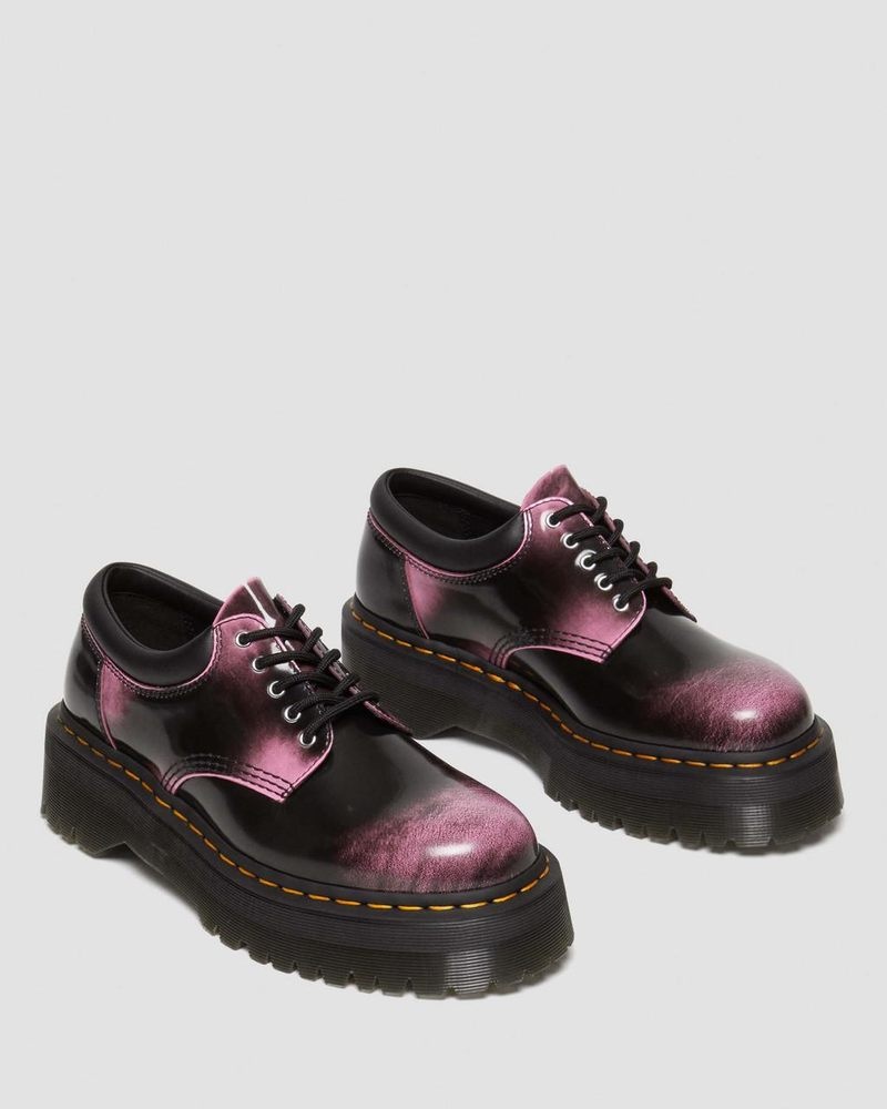 Black / Pink Dr Martens 8053 Distressed Leather Platform Casual Shoes (Arcadia) Shoes | WN95-J0MH