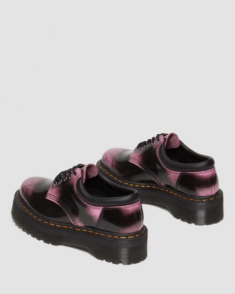 Black / Pink Dr Martens 8053 Distressed Leather Platform Casual Shoes (Arcadia) Shoes | WN95-J0MH