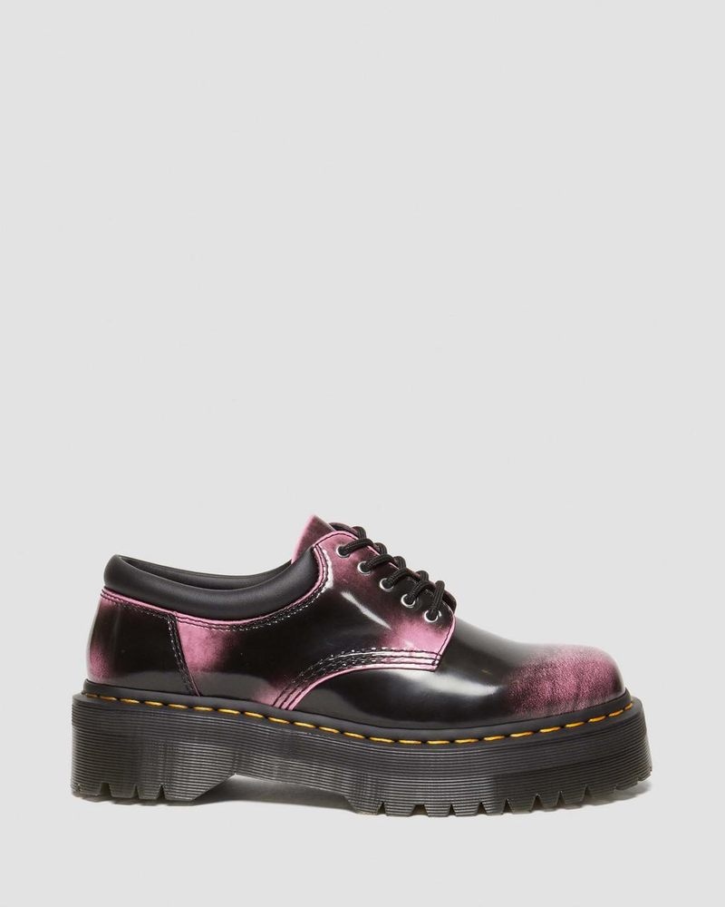 Black / Pink Dr Martens 8053 Distressed Leather Platform Casual Shoes (Arcadia) Shoes | WN95-J0MH