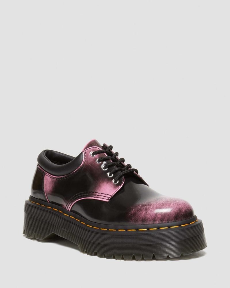 Black / Pink Dr Martens 8053 Distressed Leather Platform Casual Shoes (Arcadia) Shoes | WN95-J0MH