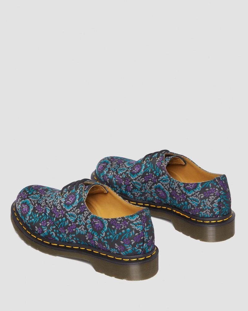 Black/purple Dr Martens 1461 Floral Jacquard Oxord Shoes (Floral Jacquard) Shoes | TN44-B3OY