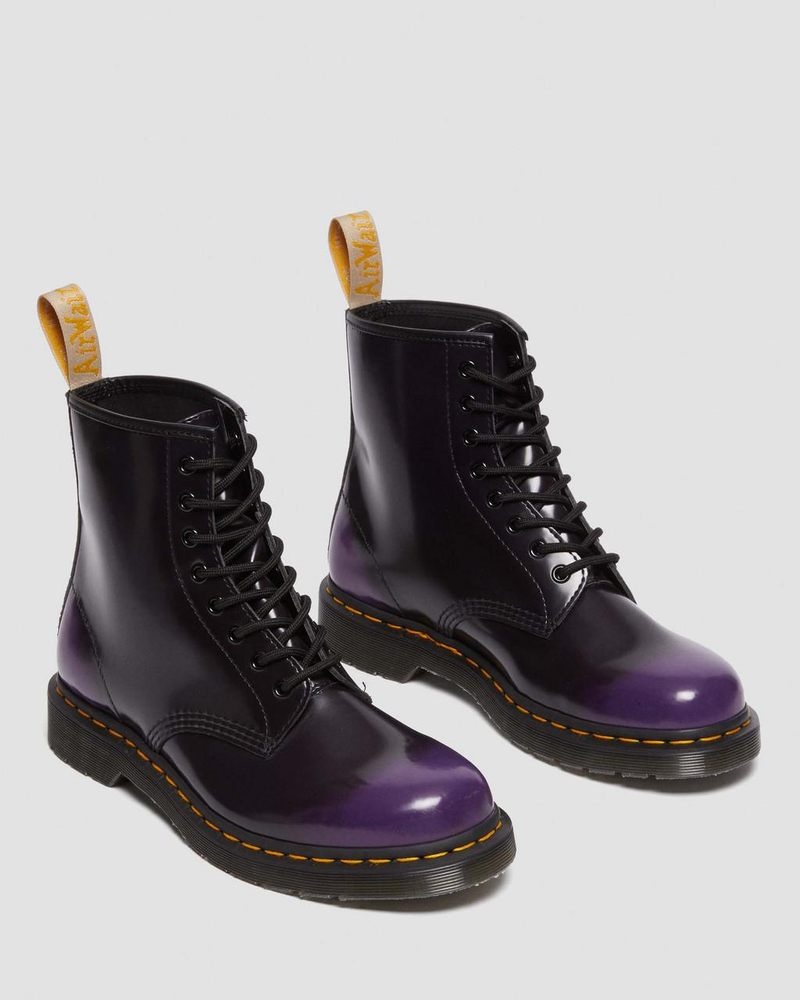 Black/rich Purple Dr Martens Vegan 1460 Lace Up Boots (Oxford Rub Off) Boots | NO97-C0ZS