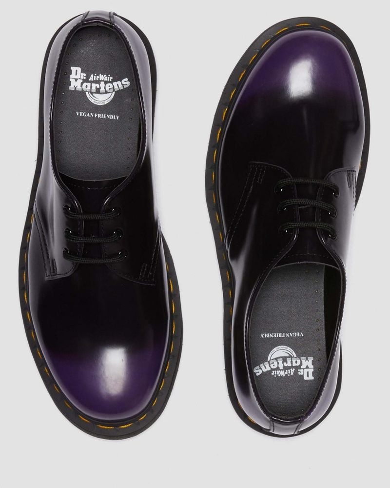 Black/rich Purple Dr Martens Vegan 1461 Oxford Shoes (Oxford Rub Off) Shoes | JL94-G6KB