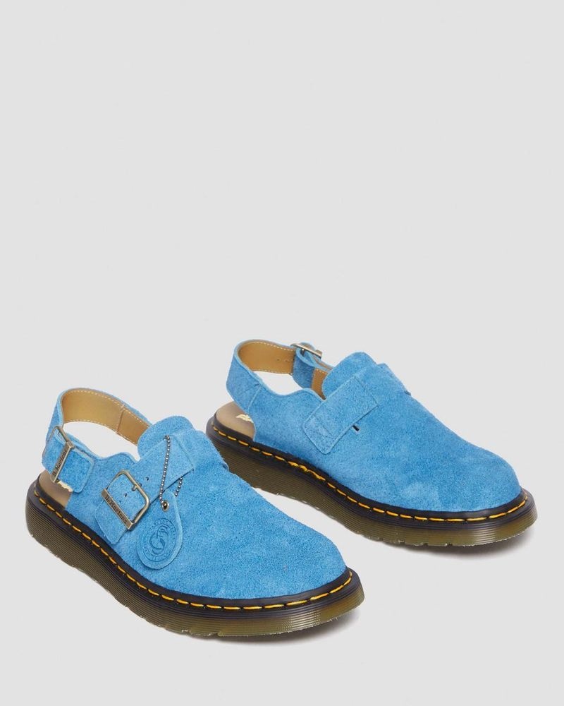 Blue Dr Martens Jorge Made in England Suede Slingback Mules (Repello Calf Suede (Gum Oil)) Sandals | JH60-K5TT