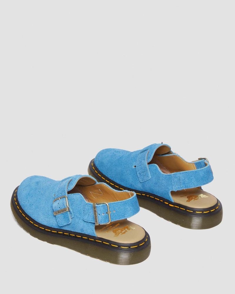 Blue Dr Martens Jorge Made in England Suede Slingback Mules (Repello Calf Suede (Gum Oil)) Sandals | JH60-K5TT