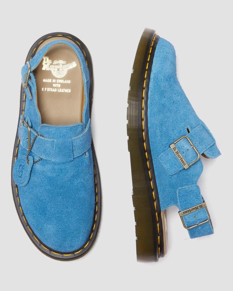 Blue Dr Martens Jorge Made in England Suede Slingback Mules (Repello Calf Suede (Gum Oil)) Sandals | JH60-K5TT