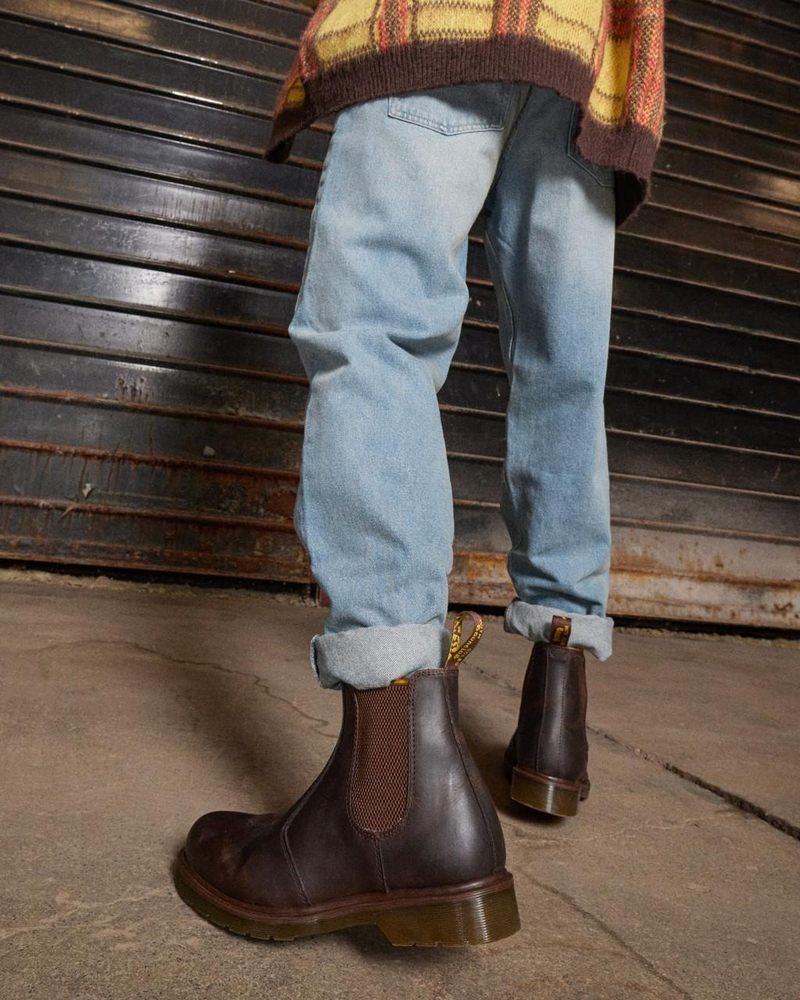 Brown Dr Martens 2976 Crazy Horse Leather Chelsea Boots (Crazy Horse) Boots | FX41-K5ZP