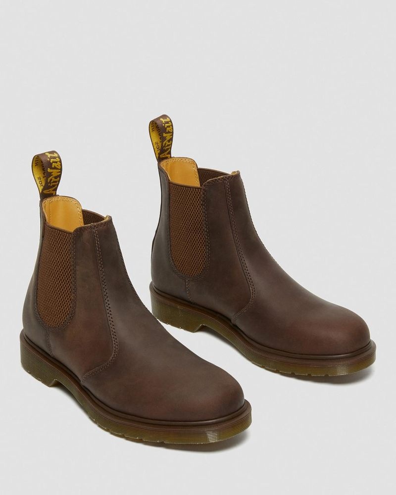 Brown Dr Martens 2976 Crazy Horse Leather Chelsea Boots (Crazy Horse) Boots | FX41-K5ZP