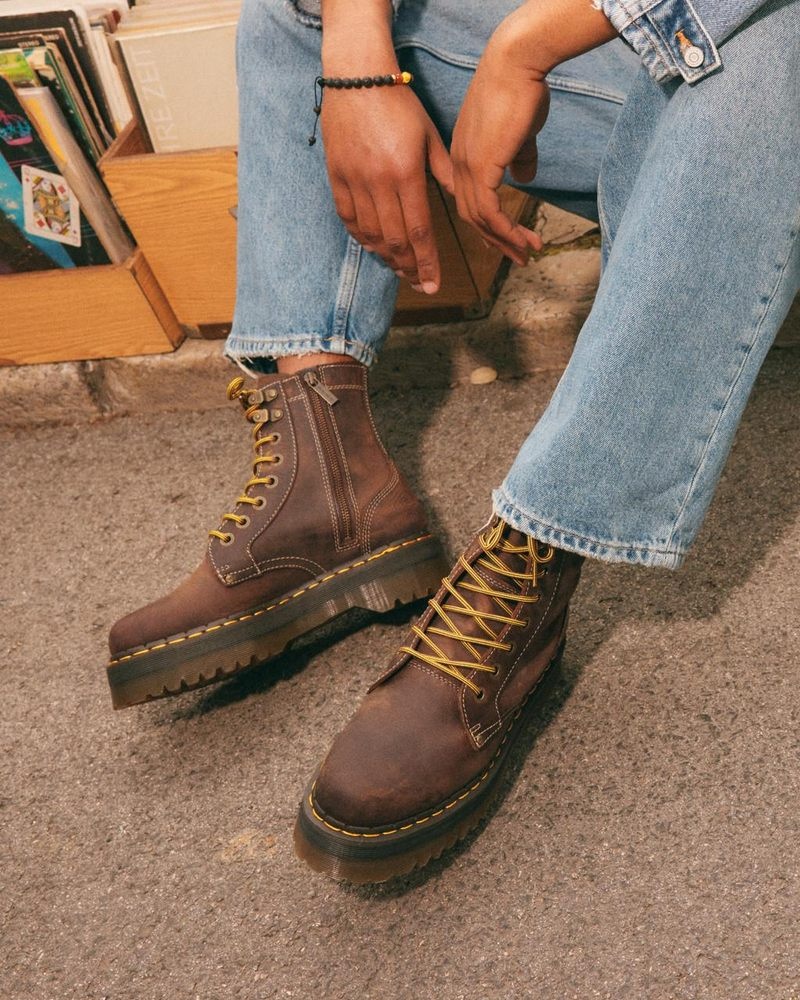 Brown Dr Martens Jadon Boot Arc Crazy Horse Platforms (Crazy Horse) Platforms Boots | YS82-E0RT