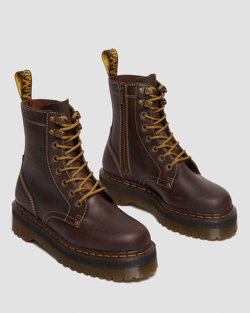 Brown Dr Martens Jadon Boot Arc Crazy Horse Platforms (Crazy Horse) Platforms Boots | YS82-E0RT