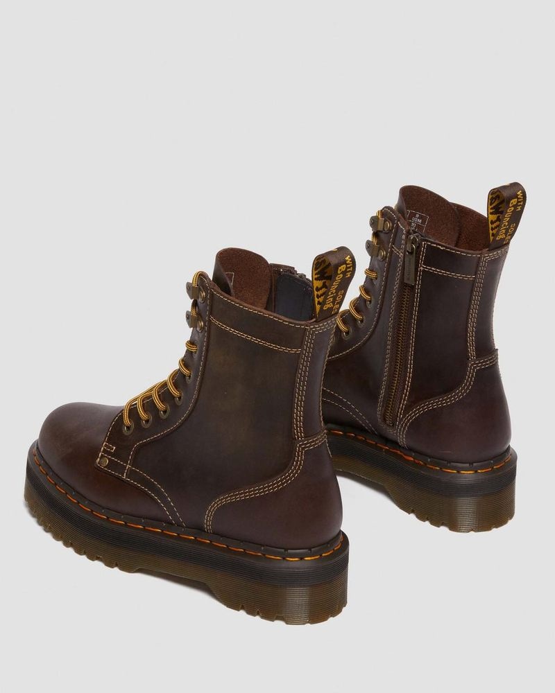 Brown Dr Martens Jadon Boot Arc Crazy Horse Platforms (Crazy Horse) Platforms Boots | YS82-E0RT