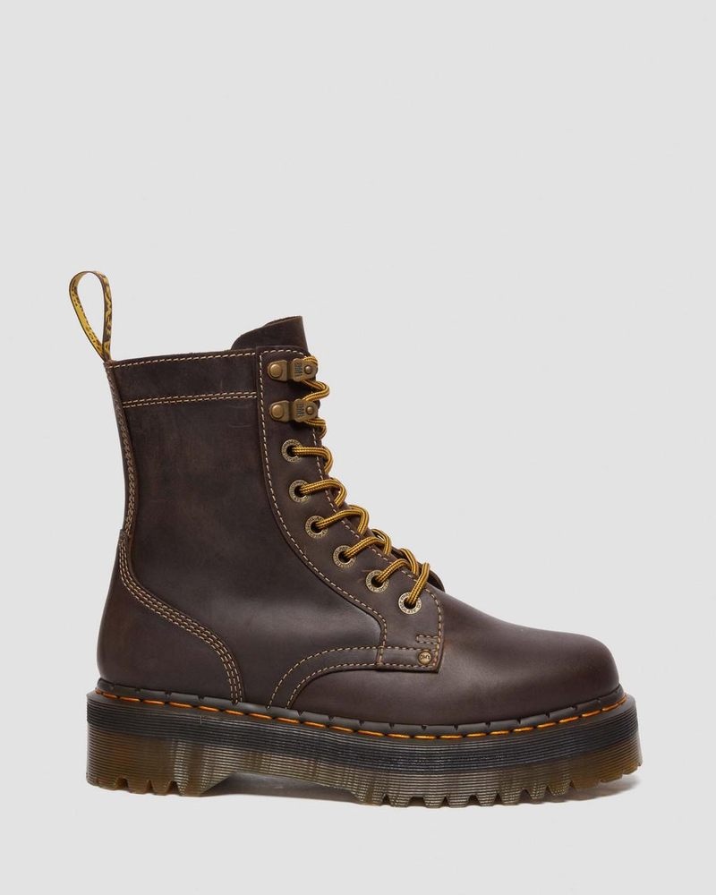 Brown Dr Martens Jadon Boot Arc Crazy Horse Platforms (Crazy Horse) Platforms Boots | YS82-E0RT