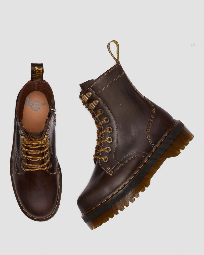 Brown Dr Martens Jadon Boot Arc Crazy Horse Platforms (Crazy Horse) Platforms Boots | YS82-E0RT