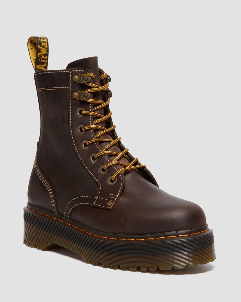 Brown Dr Martens Jadon Boot Arc Crazy Horse Platforms (Crazy Horse) Platforms Boots | YS82-E0RT