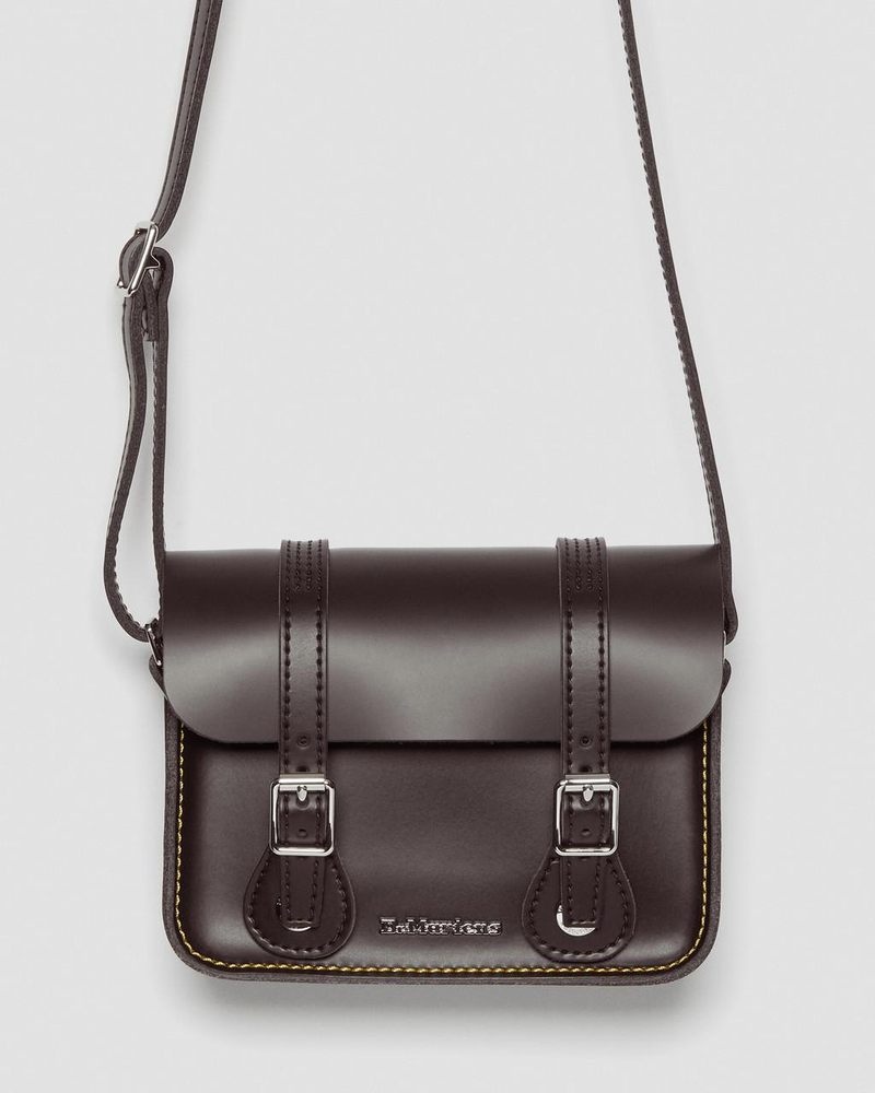 Burgundy Dr Martens 7 Inch Leather Crossbody Bag (Smooth Leather) Bags & Backpacks | MQ14-U7VJ