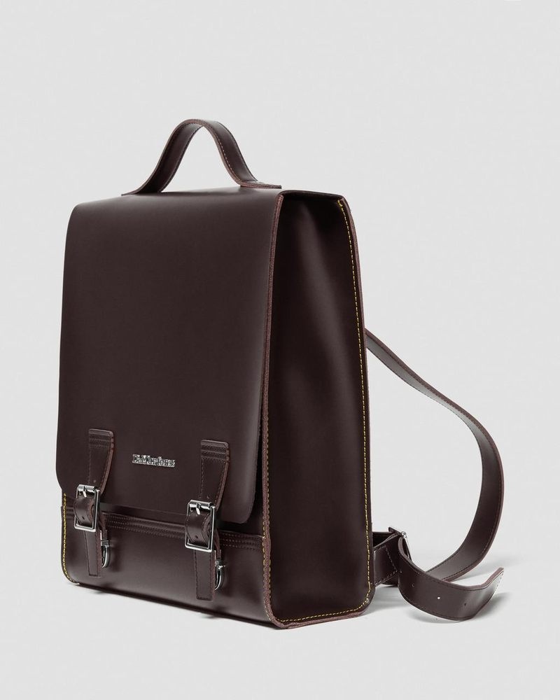 Burgundy Dr Martens Leather Box Backpack (Kiev) Bags & Backpacks | ZC14-E7KE