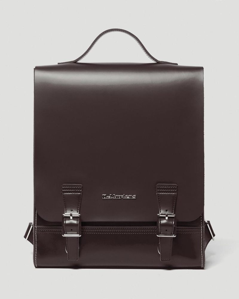 Burgundy Dr Martens Leather Box Backpack (Kiev) Bags & Backpacks | ZC14-E7KE