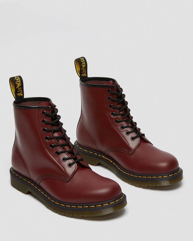 Cherry Red Dr Martens 1460 Smooth Leather Lace Up Boots (Smooth Leather) Boots | MQ03-A7CC