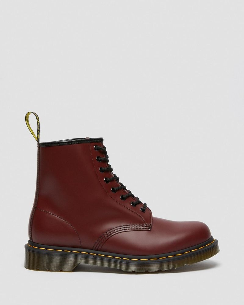 Cherry Red Dr Martens 1460 Smooth Leather Lace Up Boots (Smooth Leather) Boots | MQ03-A7CC