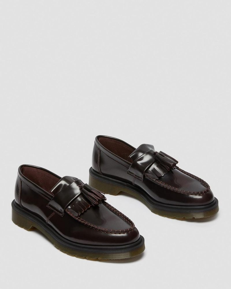 Cherry Red Dr Martens Adrian Arcadia Leather Tassel Loafers (Arcadia) Shoes | ME98-D8GW