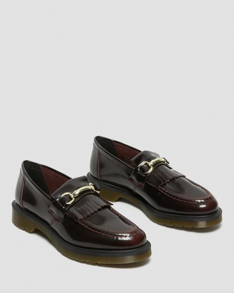 Cherry Red Dr Martens Adrian Snaffle Smooth Leather Kiltie Loafers (Arcadia) Shoes | EE25-Y3CT