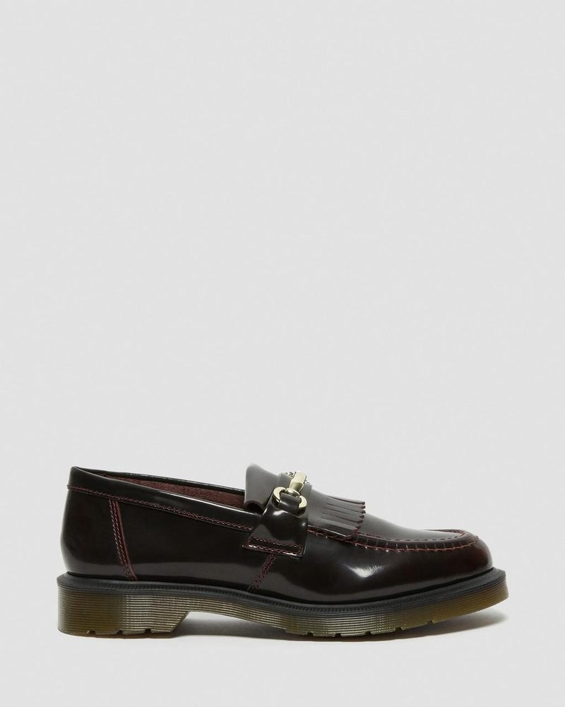 Cherry Red Dr Martens Adrian Snaffle Smooth Leather Kiltie Loafers (Arcadia) Shoes | EE25-Y3CT