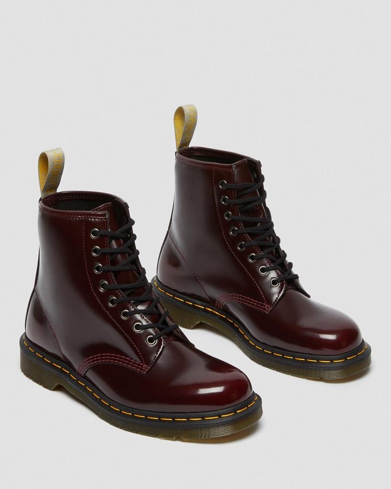 Cherry Red Dr Martens Vegan 1460 Lace Up Boots (Oxford Rub Off) Boots | RT37-G1NS